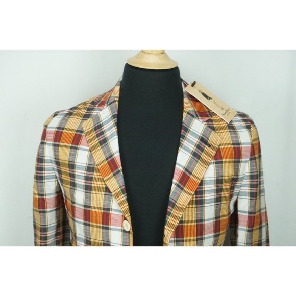 Rowing Blazers Indian Madras Multicolor Plaid Sport Coat Jacket Sz 36S - Picture 2 of 9